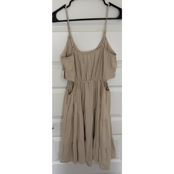 Altar'd State Natural Linen Blend Cut-Out Tiered Midi Dress XXL NWT USA Made - Picture 2 of 9